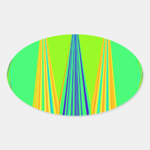 Adesivo Oval Bright Edgy Geometry Neon Pattern Art Design