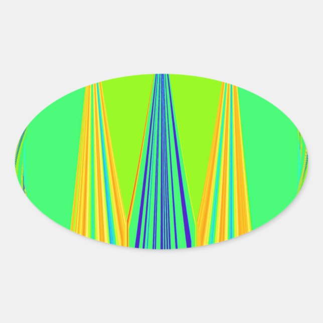 Adesivo Oval Bright Edgy Geometry Neon Pattern Art Design (Frente)