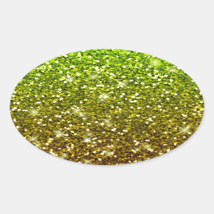 Adesivo Oval Brilhantes Dourados Verdes Claros e Brilhantes