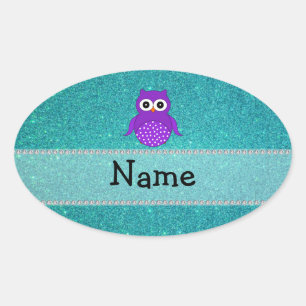 Adesivo Oval Brilho conhecido personalizado de turquesa da