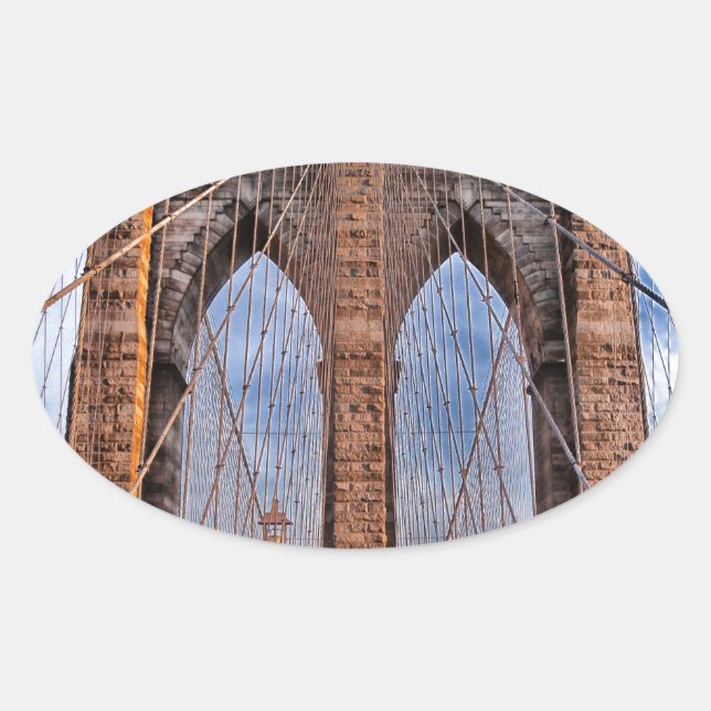 Adesivo Oval Brooklyn Bridge New York EUA (Frente)