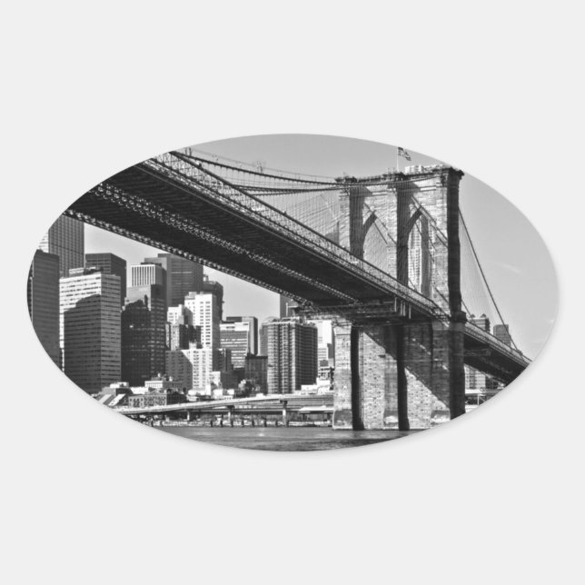 Adesivo Oval Brooklyn Bridge Nova Iorque (Frente)