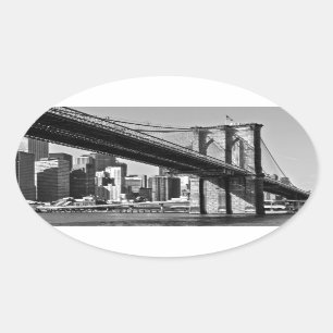 Adesivo Oval Brooklyn Bridge Nova Iorque