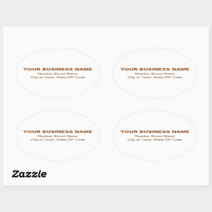 Adesivo Oval Brown Plain Texts Endereço Comercial em Branco