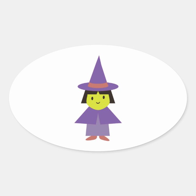 Adesivo Oval Bruxa Cutie (Frente)