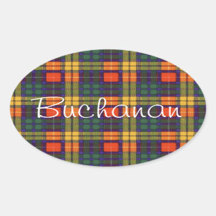 Adesivo Oval Buchanan Family clan Xadrez escocesa kilt tartan