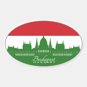 Adesivo Oval Budapest, Hungria, Magyarország (tricolor)