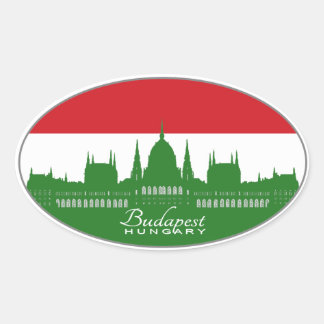Adesivo Oval Budapeste, Hungria, Magyarország (tricolor)