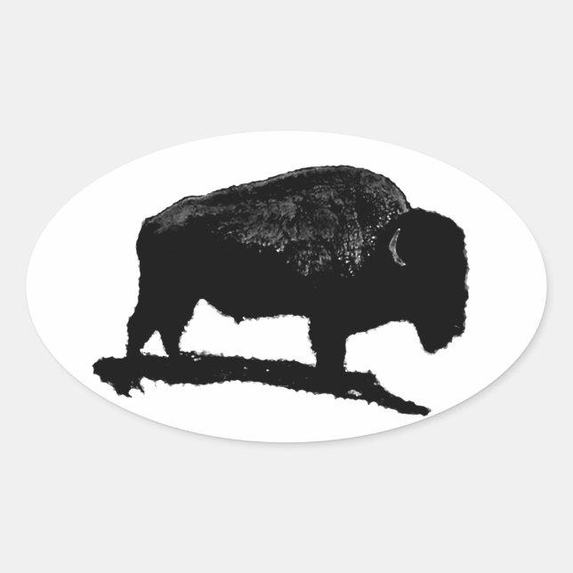 Adesivo Oval Buffalo Preto e Branco (Frente)