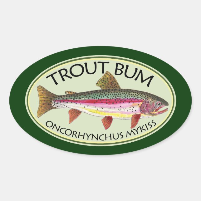 Adesivo Oval BUM Humorístico Rainbow TROUT (Frente)