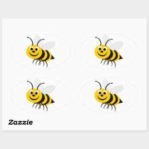Adesivo Oval Bumble Bee Design Oval Sticker
