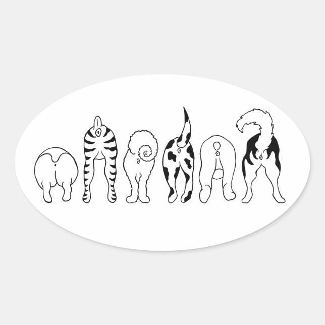 Adesivo Oval Bumbuns de cães (Frente)