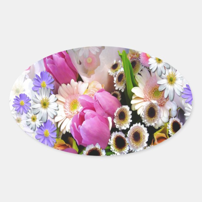 Adesivo Oval Buquê de abril (Frente)