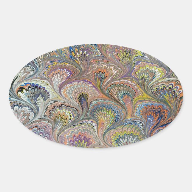 Adesivo Oval Buquê de Peacock (Frente)