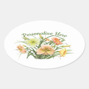 Adesivo Oval Buquê do hemerocallis personalizado