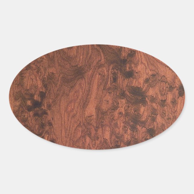 Adesivo Oval Burl Mahogany Wood Texture (Frente)
