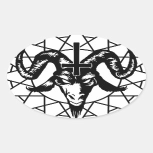 Adesivo Oval Cabeça com estrela do caos (preto)