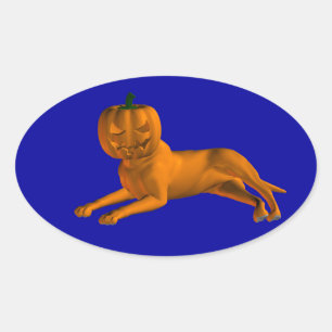 Adesivo Oval Cachorro de Halloween