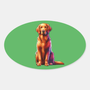 Adesivo Oval Cachorro de Retriever Revestido Curvo