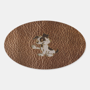 Adesivo Oval Cachorro Leather Look
