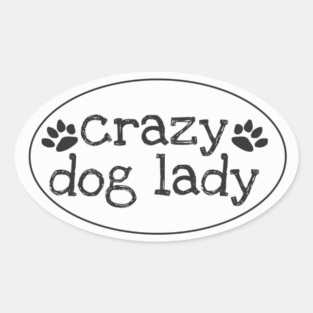 Adesivo Oval Cachorro Louco, Lady Sticker (Frente)