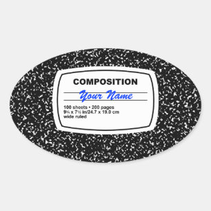 Adesivo Oval Caderno da composição customizável