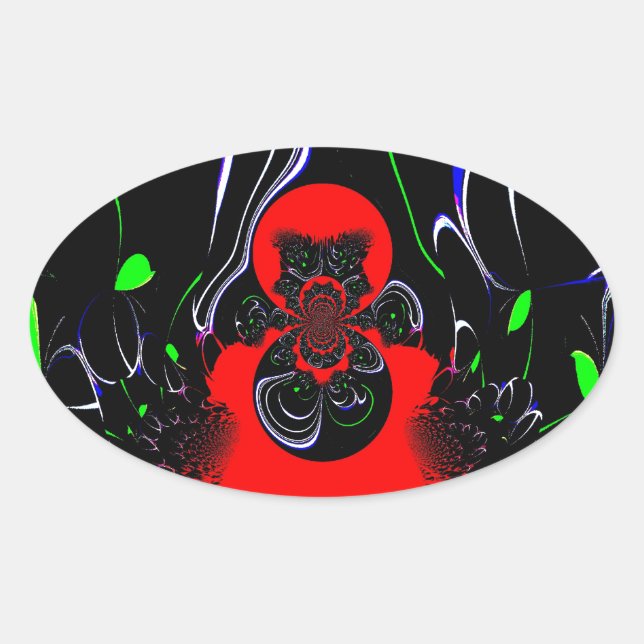 Adesivo Oval Caleidoscópio Fluid Art Impressão (Frente)