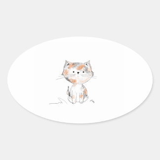 Adesivo Oval Calico Kitten Oval Sticker