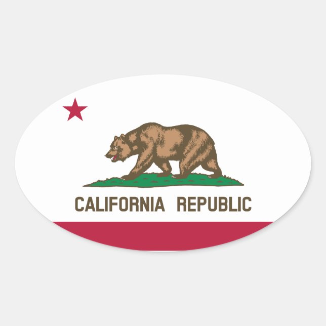 Adesivo Oval California Republic State Flag, Estados Unidos (Frente)