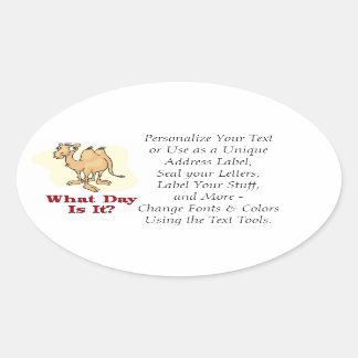 Adesivo Oval Camel - Que Dia É Esse?