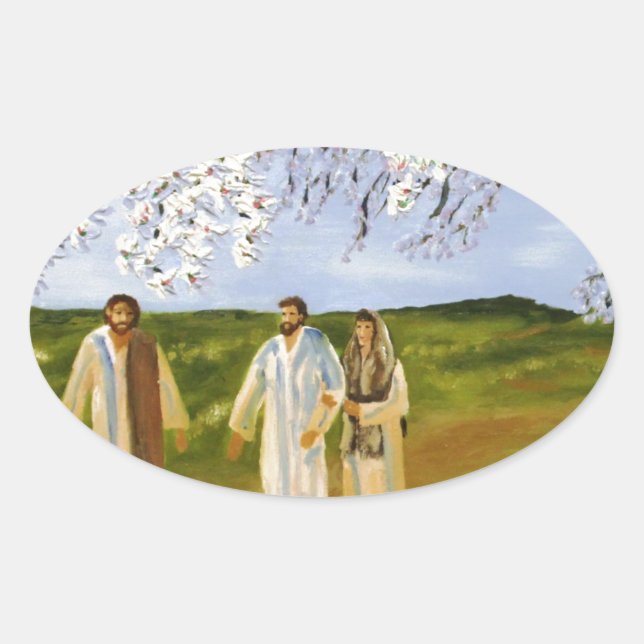Adesivo Oval Caminhe com Jesus (Frente)