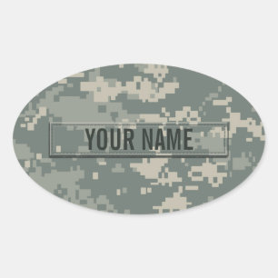 Adesivo Oval Camuflagem ACU do Exército Personalizável