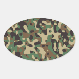 Adesivo Oval Camuflagem da floresta