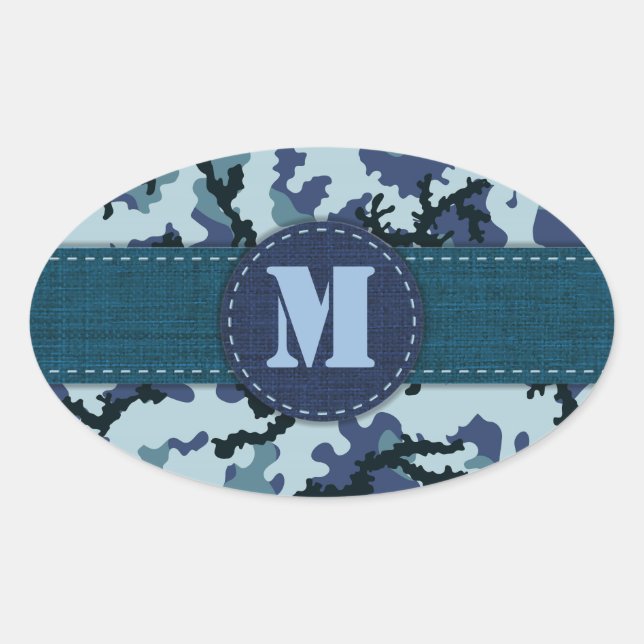 Adesivo Oval camuflagem do marinho (Frente)