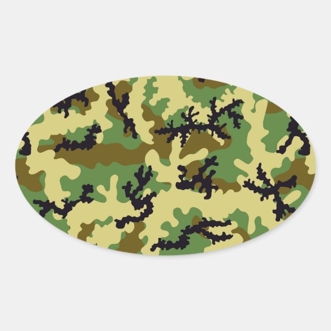 Adesivo Oval Camuflagem florestal (Frente)