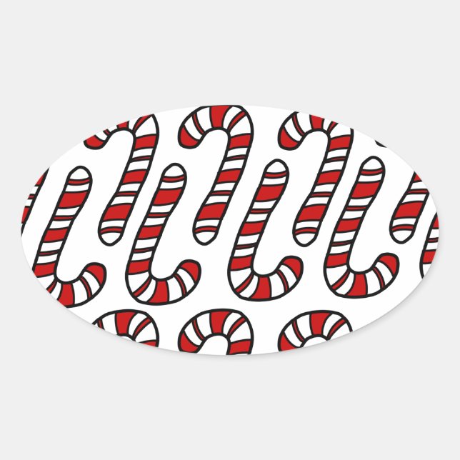 Adesivo Oval Candy Canes (Frente)