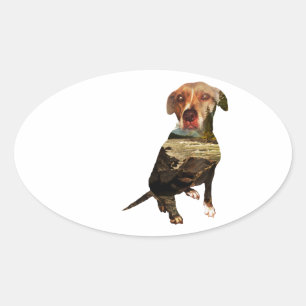 Adesivo Oval cão de dupla exposição