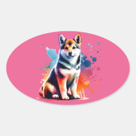 Adesivo Oval Cão de Lundehund Norueguês