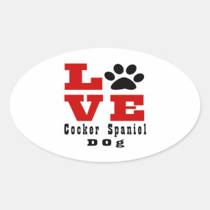 Adesivo Oval Cão Designes de cocker spaniel do amor