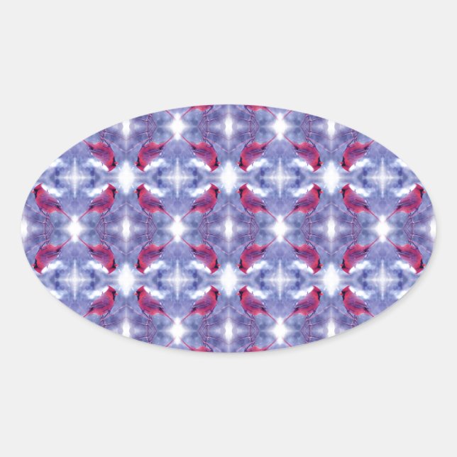 Adesivo Oval Cardeais na neve (Frente)