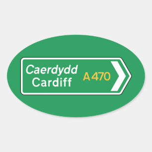 Adesivo Oval Cardiff, sinal de estrada BRITÂNICO