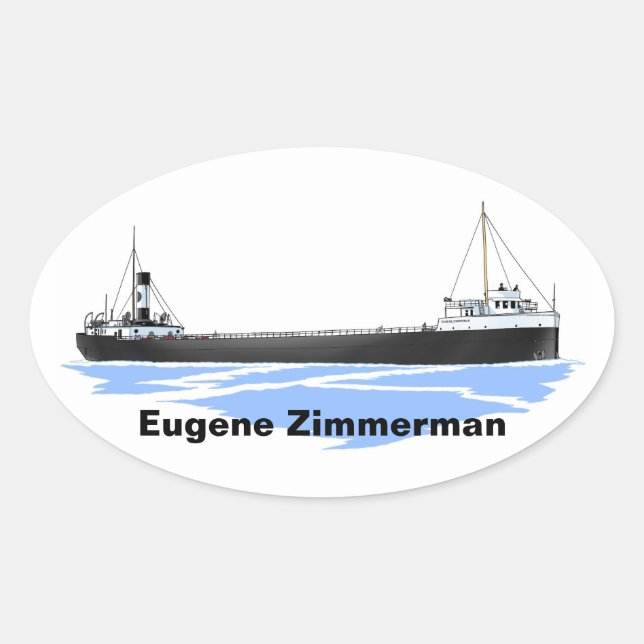 Adesivo Oval Cargueiro dos Lagos excelentes Eugene Zimmerman (Frente)