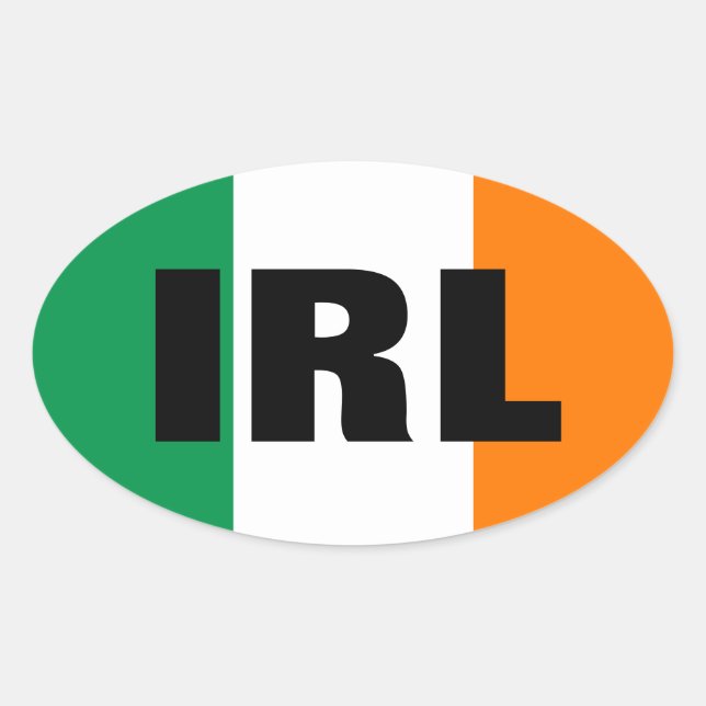 Adesivo Oval Carimbo de automóvel IRL Oval com bandeira irlande (Frente)