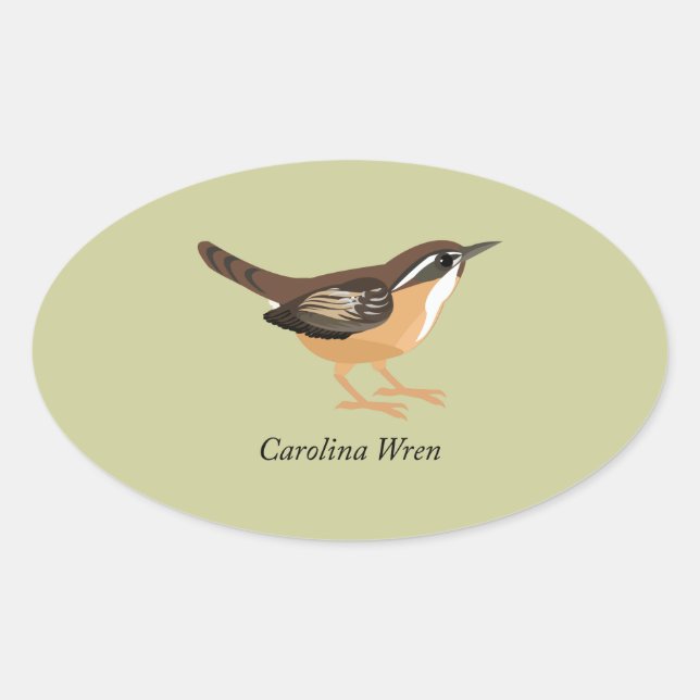 Adesivo Oval Carolina Wren (Frente)