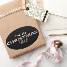 Adesivo Oval Carregue sua foto no texto Natal