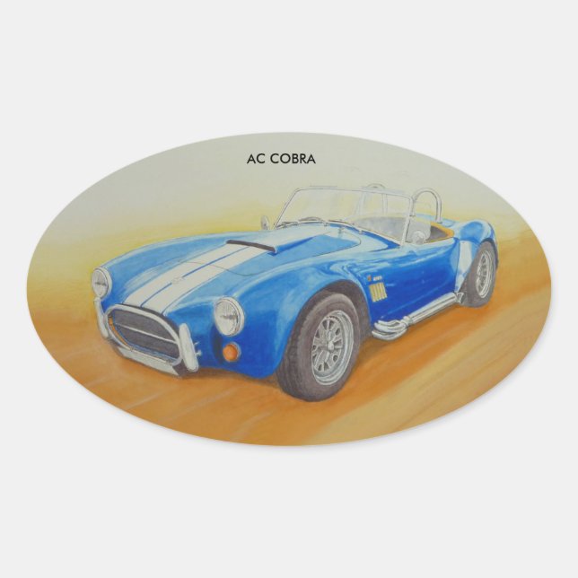 ADESIVO OVAL CARRO DE ESPORTE CLÁSSICO DE CABO AZUL (Frente)