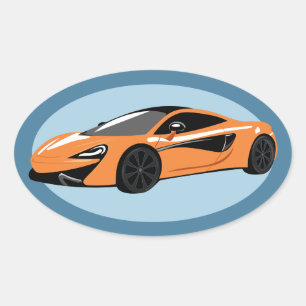 Adesivo Oval Carro desportivo Laranja