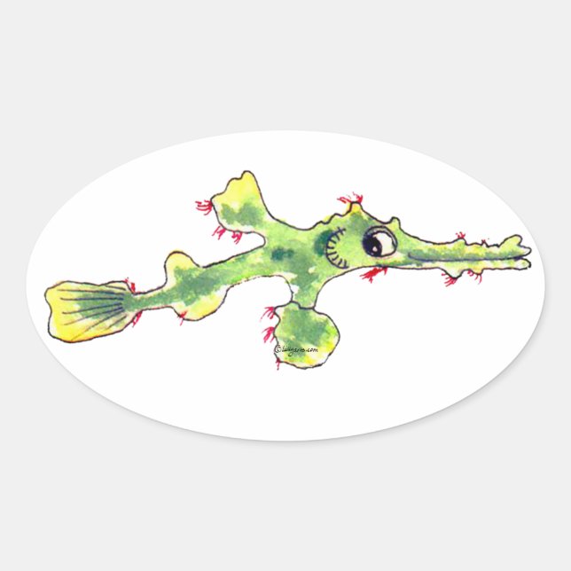 Adesivo Oval Cartoon Ghost Pipefish Pop (Frente)