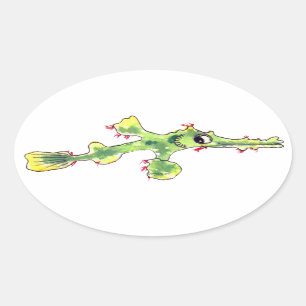 Adesivo Oval Cartoon Ghost Pipefish Pop