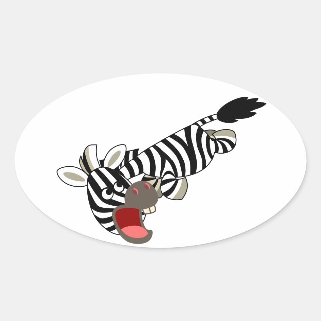Adesivo Oval Cartoon Zebra-Sticker (Frente)